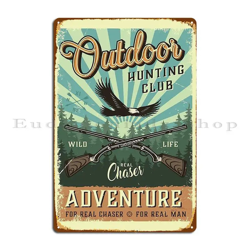 Outdoor Adventure Club - Plaque Métallique Vintage Club de Chasse
