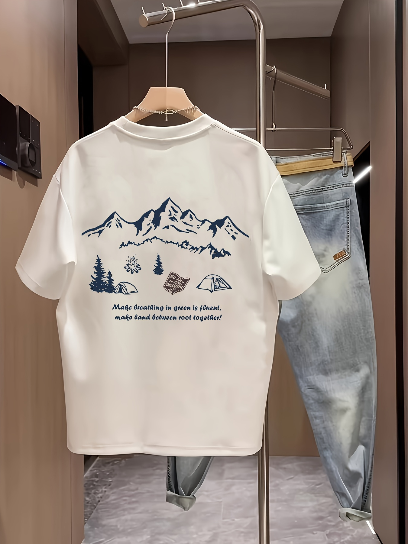 Outdoor Adventure Quotes Short - T-shirt décontracté à manches courtes pour
